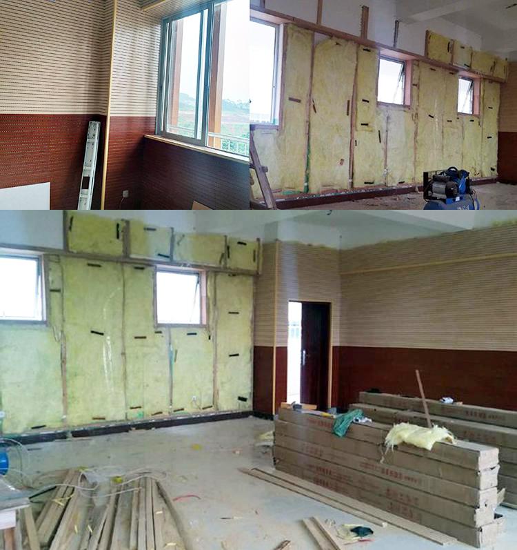 安徽阜陽中學(xué)錄播室槽木吸音板聲學(xué)工程